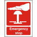 Fire Sign Emergency Stop Vinyl 20 x 15 cm