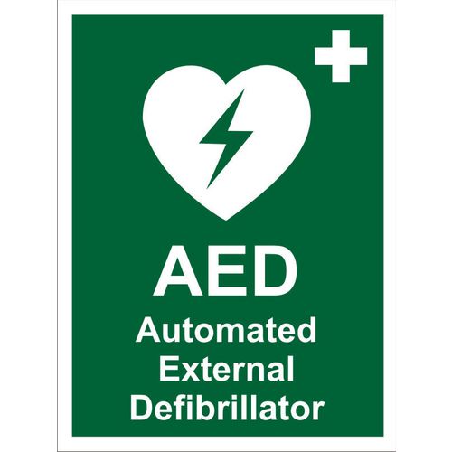 First Aid Sign AED External Vinyl 20 x 15 cm