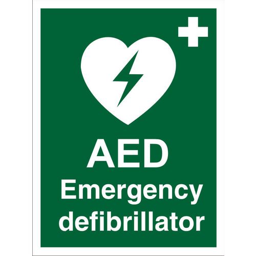 First Aid Sign AED Emergency Defibrillator Vinyl 30 x 20 cm