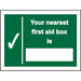 First Aid Sign Nearest First Aid Plastic 30 x 20 cm