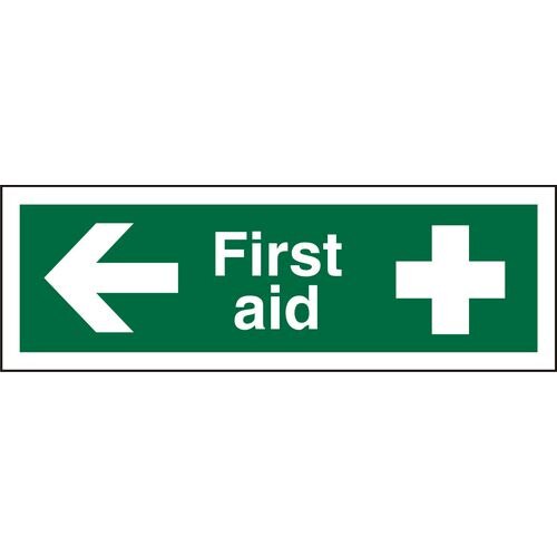 First Aid Sign First Aid with Left Arrow Plastic 10 x 30 cm