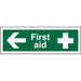 First Aid Sign First Aid with Left Arrow Plastic 10 x 30 cm