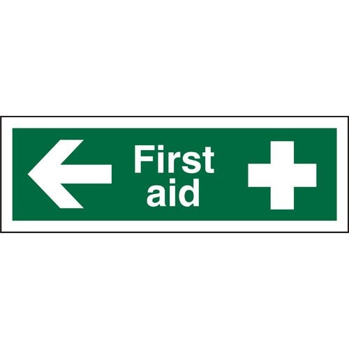 First Aid Sign First Aid with Left Arrow Plastic 15 x 45 cm