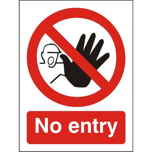 Prohibition Sign No Entry Vinyl 20 x 15 cm