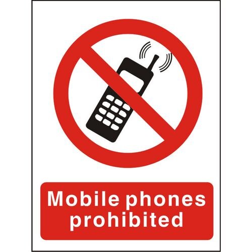 Prohibition Sign No Mobiles Vinyl 30 x 20 cm