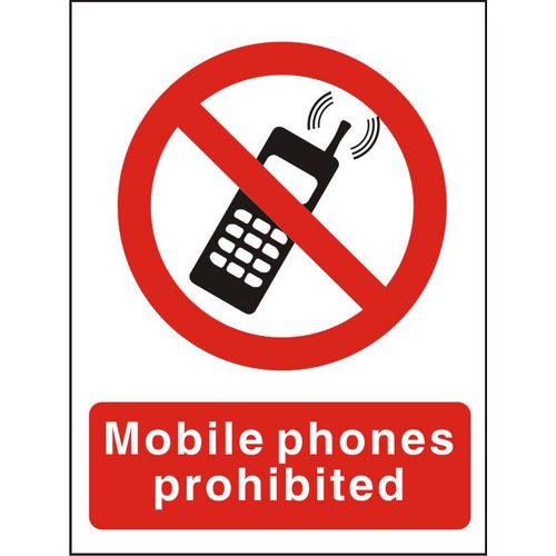 Prohibition Sign No Mobiles Plastic 30 x 20 cm