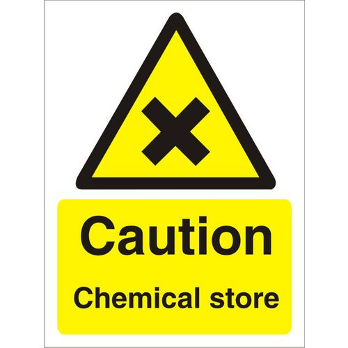 Warning Sign Chemical Store Vinyl 20 x 15 cm