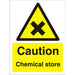 Warning Sign Chemical Store Vinyl 20 x 15 cm