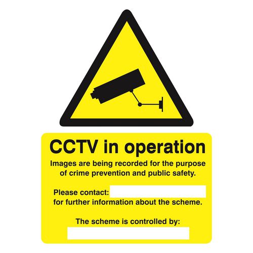 Warning Sign CCTV Plastic 30 x 20 cm