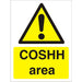 Warning Sign Coshh Area Vinyl 20 x 15 cm