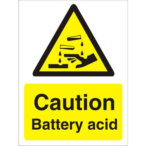 Warning Sign Battery Acid Plastic 30 x 20 cm