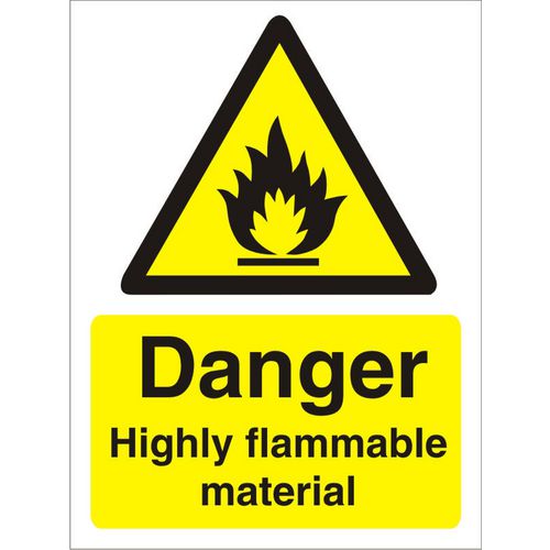 Warning Sign Highly Flammable Vinyl 20 x 15 cm