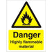 Warning Sign Highly Flammable Self Adhesive Vinyl 30 x 20 cm