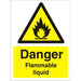 Warning Sign Flammable Liquid Vinyl 20 x 15 cm