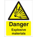 Warning Sign Explosive Materials Vinyl 30 x 20 cm