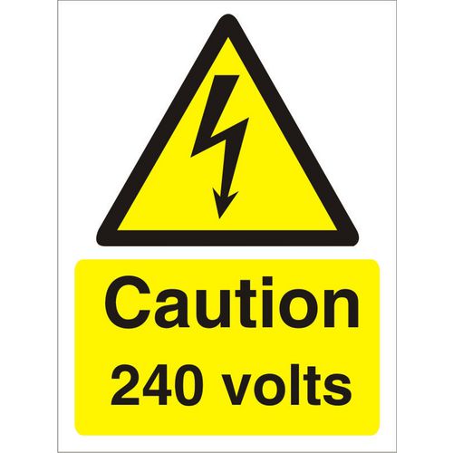 Warning Sign 240 Volts Vinyl 20 x 15 cm