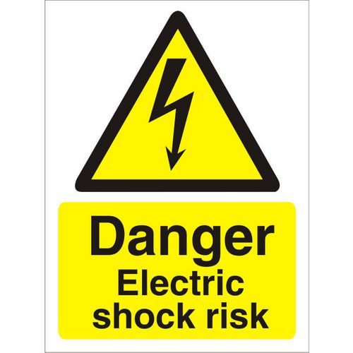 Warning Sign Electric Shock Risk Self Adhesive Vinyl 30 x 20 cm