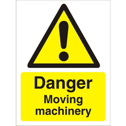 Warning Sign Moving Machinery Vinyl 20 x 15 cm