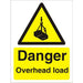 Warning Sign Overhead Load Vinyl 20 x 15 cm