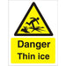 Warning Sign Thin Ice Vinyl 20 x 15 cm