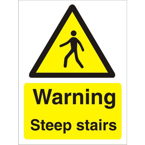 Warning Sign Steep Stairs Vinyl 30 x 20 cm