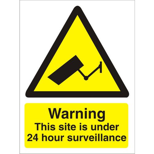 Warning Sign Site Under 24 Hour Surveillance Vinyl 20 x 15 cm