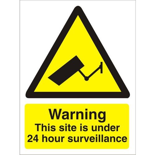 Warning Sign Site Under 24 Hour Surveillance Vinyl 40 x 30 cm