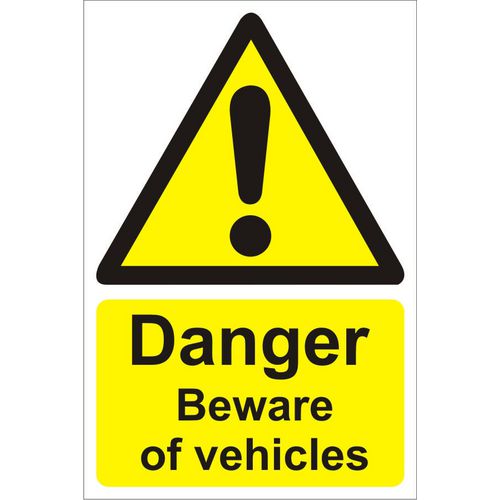 Warning Sign Beware Of Vehicles Plastic 60 x 40 cm