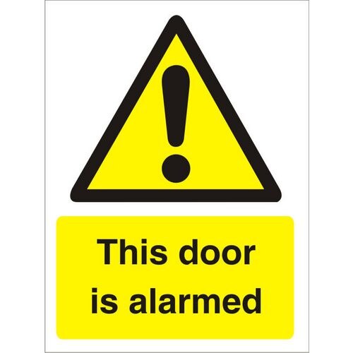 Warning Sign Door Alarmed Vinyl 20 x 15 cm