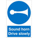 Mandatory Sign Sound Horn Plastic 60 x 40 cm