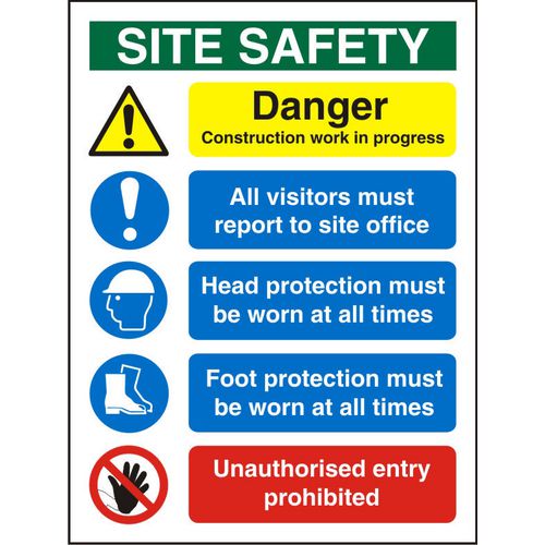 Site Sign Construction Site Safety PVC 60 x 45 cm