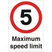 Road Sign 5 Mph Plastic 60 x 40 cm