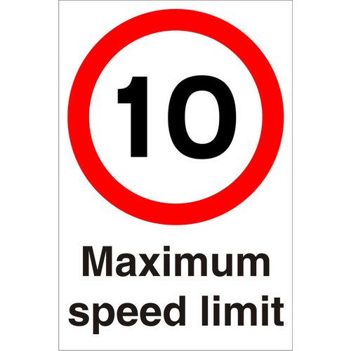 Road Sign 10 Mph Plastic 60 x 40 cm