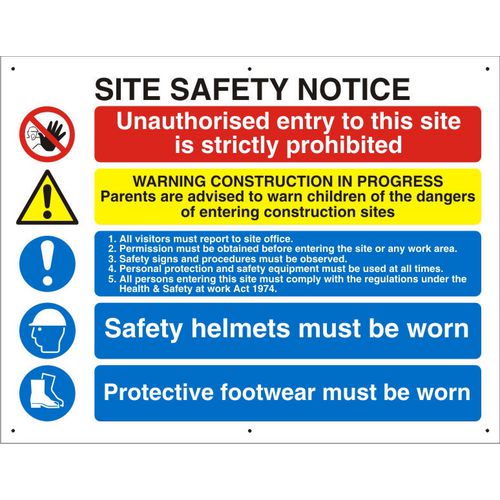 Construction Site Sign Site Safety Fluted Board Assorted 60 x 80 cm