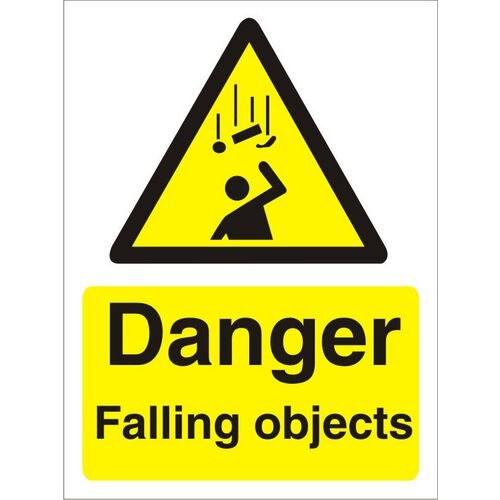 Warning Sign Falling Objects Vinyl 20 x 15 cm