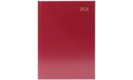 Desk Diary Dpp A5 Burgundy 2024