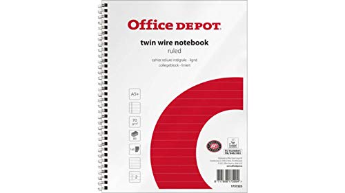 Office Depot Notebook A5+ Ruled Spiral Bound Paper Soft Cover White Perforated 160 Pages 80 Sheets