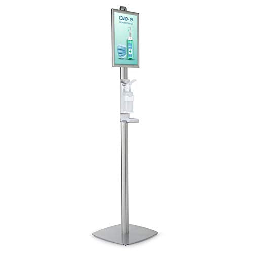 Stewart Superior Pump Hand Sanitiser Stand Adjustable Height 1L Silver Floor Stand Refillable Vol2