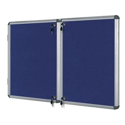 Bi-Office Enclore Indoor Lockable Notice Board Non Magnetic 28 x A4 Wall Mounted 153 (W) x 123 (H) cm Blue