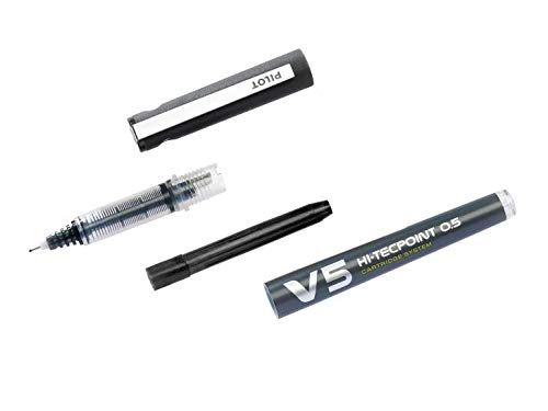 Pilot Hi-Tecpoint V5 Cartridge System Rollerball Pen Fine 0.3 mm Black Pack of 10