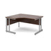 Corner Left Hand Design Ergonomic Desk with Walnut MFC Top and Silver Frame Adjustable Legs Momento 1400 x 1200 x 725 mm