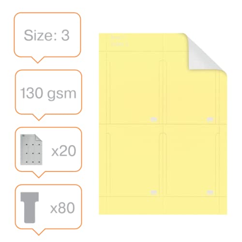 Nobo Size 3 Printable T-Cards Yellow Pack of 20