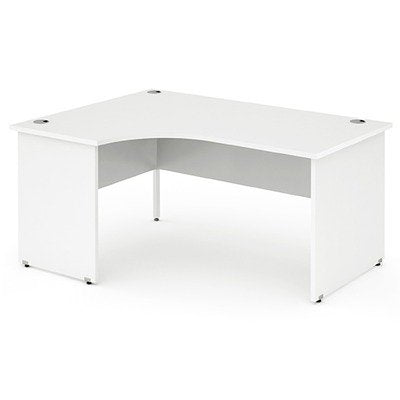 Dynamic Corner Left Hand Crescent Desk White MFC Panel End Leg White Frame Impulse 1400 x 1200 x 730mm