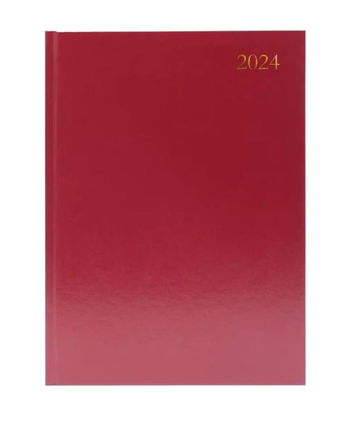 Desk Diary 2Dpp A4 Burgundy 2024