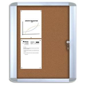 Bi-Office Enclore Indoor Lockable Notice Board 9 x A4 Wall Mounted 98.1 (W) x 72 (H) cm Brown