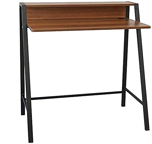 NEO Non Height Adjustable Desk Rectangular DESK-2TIER-WOOD Oak Steel and Wood Black 840 (W) x 450 (D) x 850 (H) mm