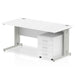 Dynamic Rectangular Straight Desk White MFC Cable Managed Cantilever Leg Silver Frame Impulse 1 x 3 Drawer Mobile Pedestal 1200 x 800 x 730mm