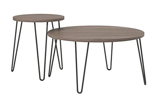 DOREL HOME Owen Retro Non Height Adjustable Table 3615222COMUK Walnut PB; Paper Wrap; Powder Coating; Metal Black 900.00 (W) x 900.00 (D) x 453.00 (H) x 453 - 453 (H) mm