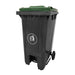 GPC Pedal Wheeled Bin Grey with Green Lid 120L