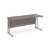 Rectangular Straight Desk with Cantilever Legs White Wood Silver Maestro 25 1600 x 600 x 725mm